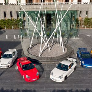Alle sechs Generationen des Porsche 911 GT3 (v.r.: 997.2, 997.1, 996.1, 996.2, 991.1, 991.2)